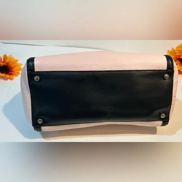 KATE SPADE Pink and Black Leather Satchel Double Zipper - Picture 6 of 10